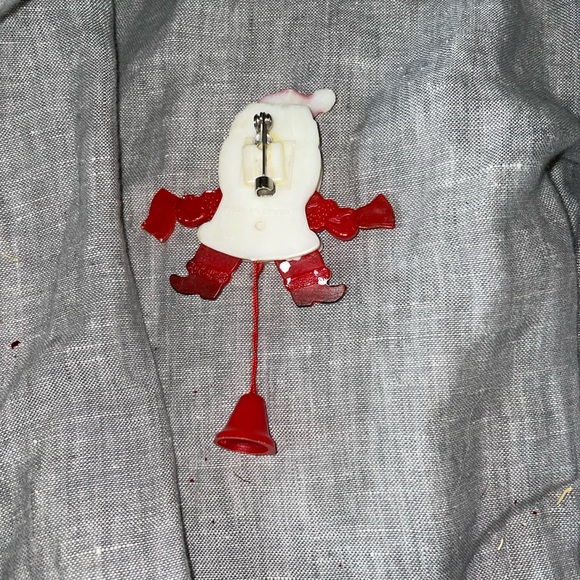 Vintage 90s red and white Santa Claus holiday pin - Picture 2 of 2